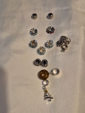 13 Bracelet Charms Silver/glass
